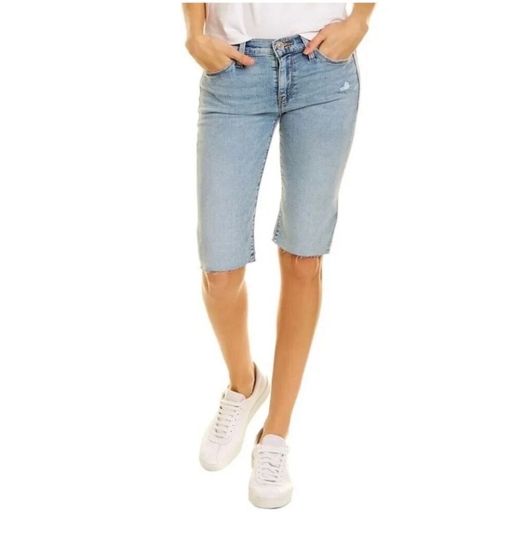 Hudson Amelia Knee Shorts Enhance Denim Light Wash Size 31 $155 NWT